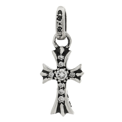 Chrome Hearts Sterling Silver Diamond Baby Fat Cross Pave Pendant 1 of 5
