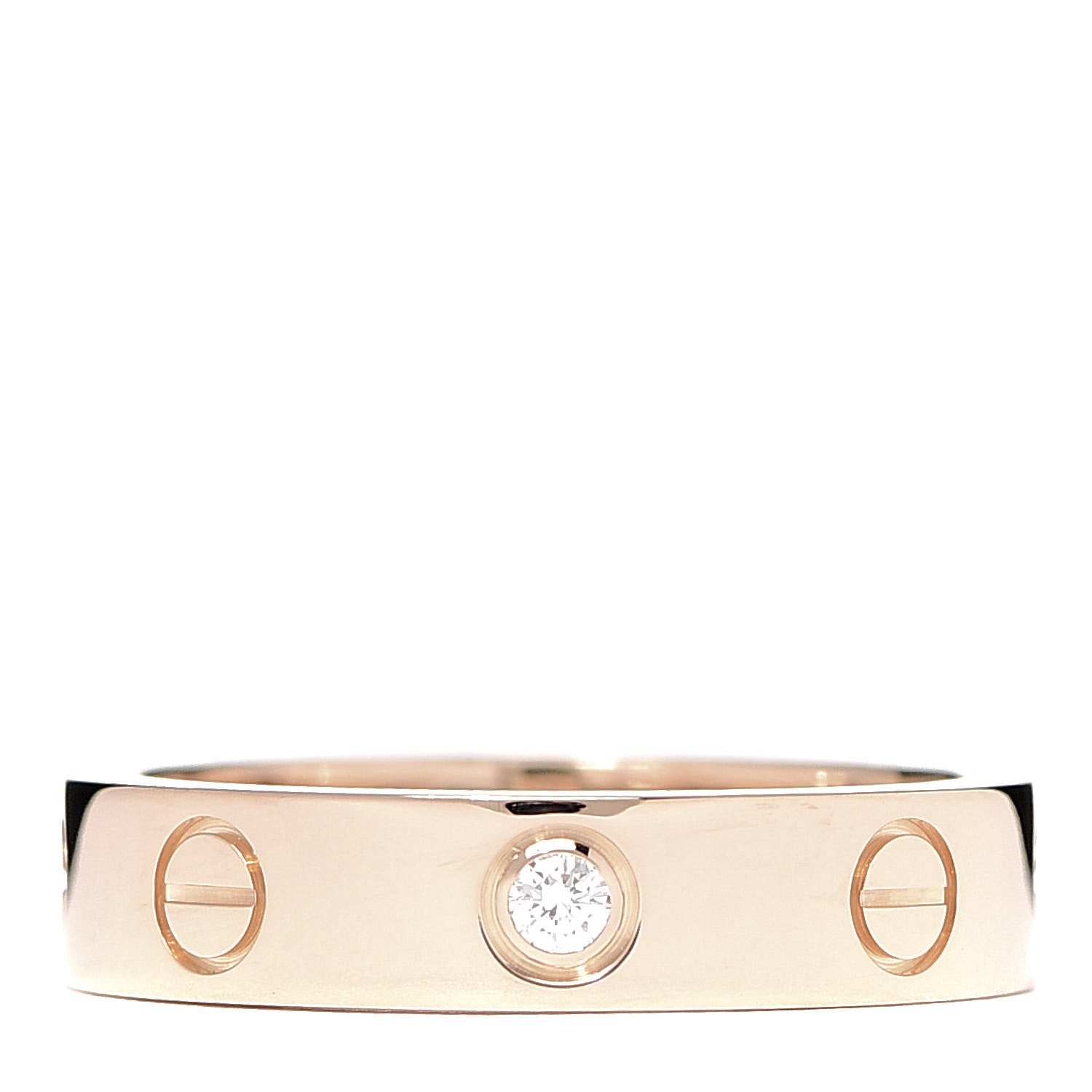 Cartier 18K Pink Gold Diamond 4mm LOVE Wedding Band Ring 48 4.5 1 of 4