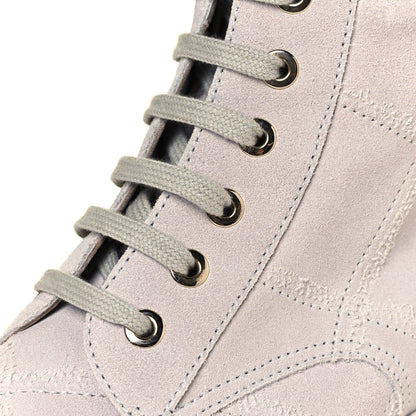 Chanel Suede Calfskin Velvet Quilted CC Combat Boots 36 Grey 8 of 8