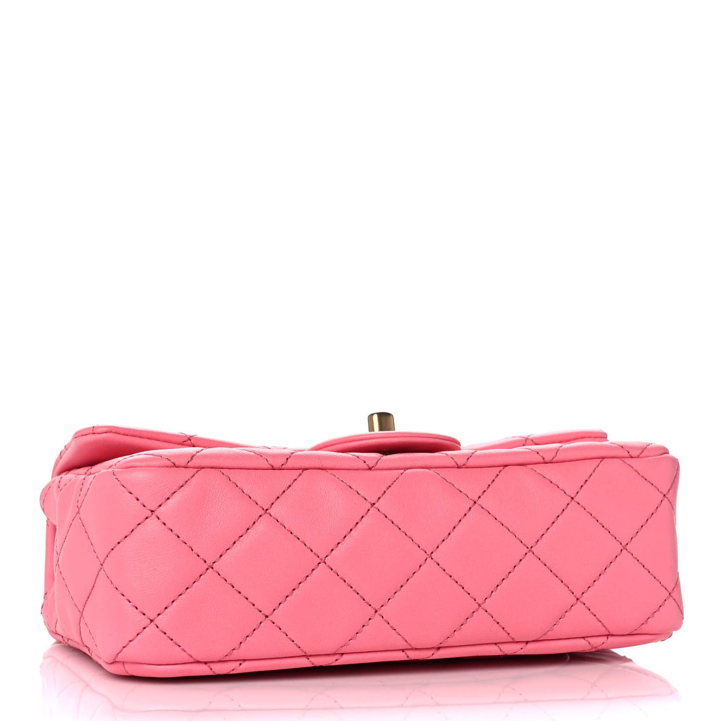 Lambskin Quilted Mini Rectangular Pearl Crush Flap Pink