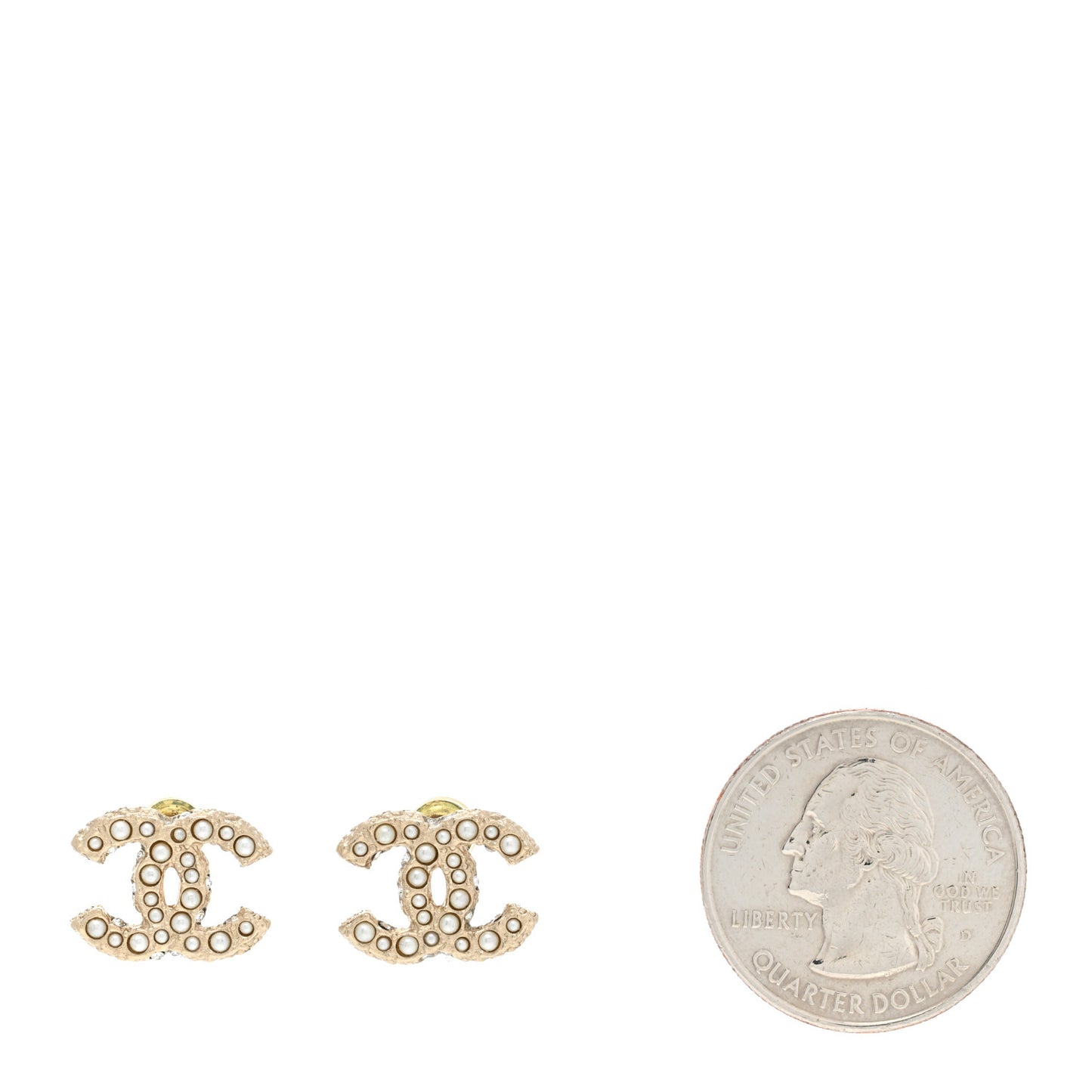 Pearl Crystal CC Earrings Light Gold