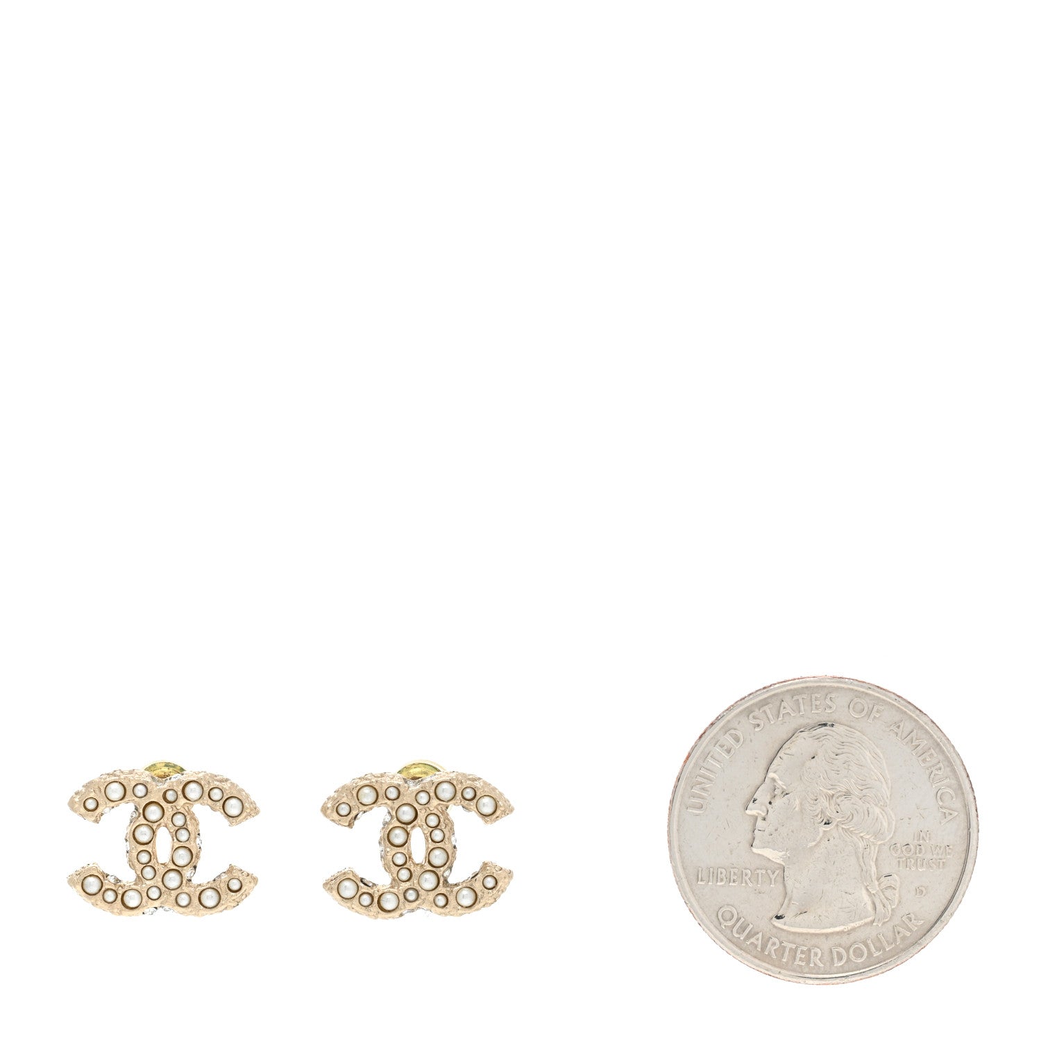 Chanel Pearl Crystal CC Earrings Light Gold 2 of 7