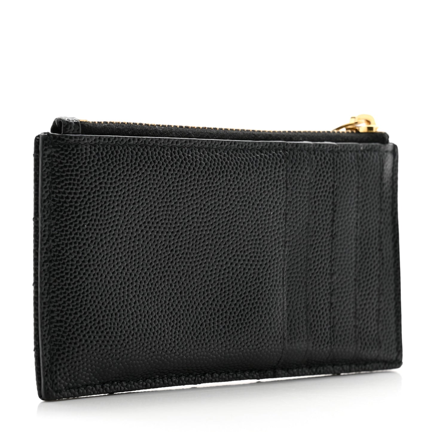 Grain De Poudre Matelasse Chevron Monogram Fragments Zippered Card Case Black