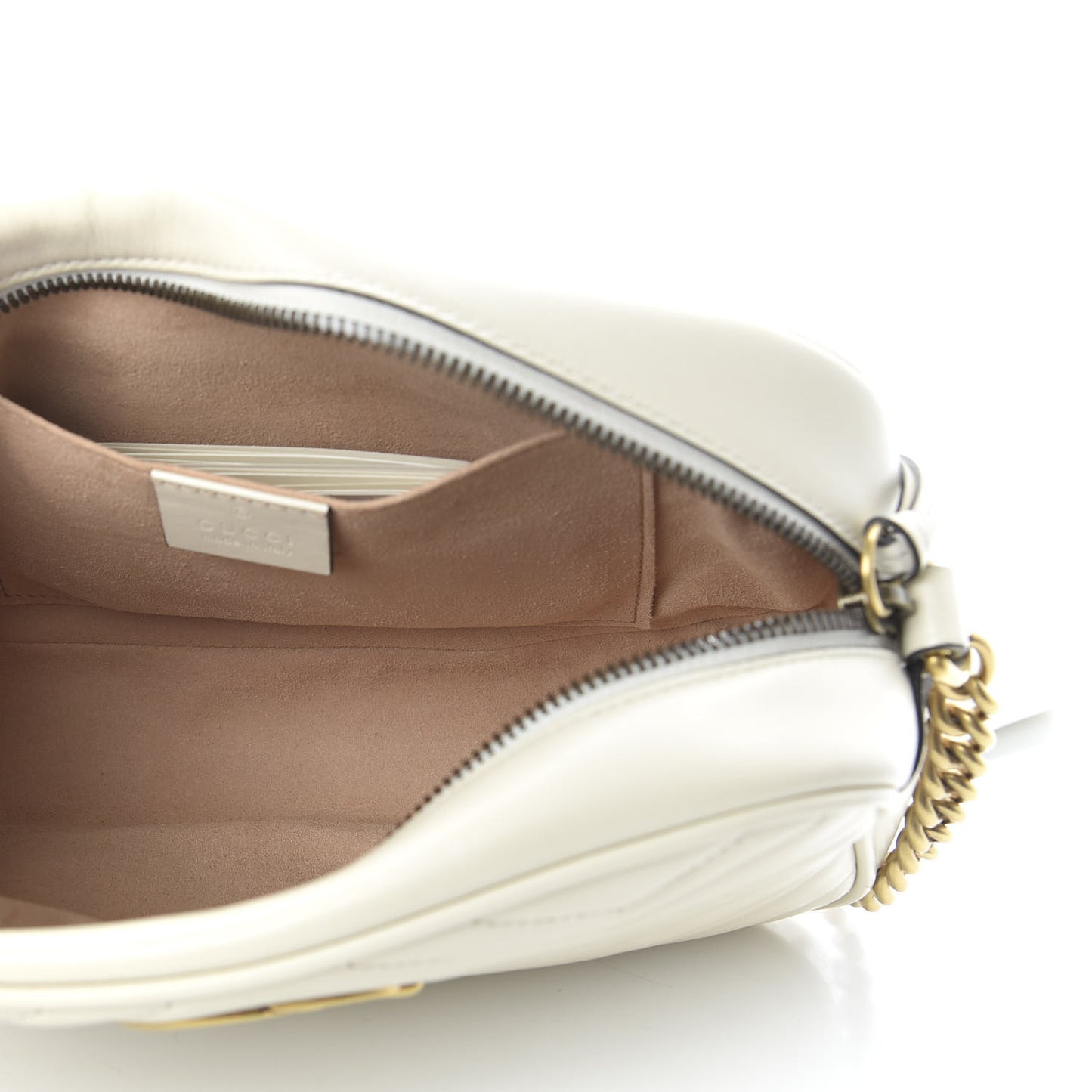 Calfskin Matelasse Small GG Marmont Chain Shoulder Bag White