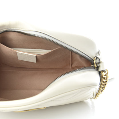 Gucci Calfskin Matelasse Small GG Marmont Chain Shoulder Bag White 5 of 10
