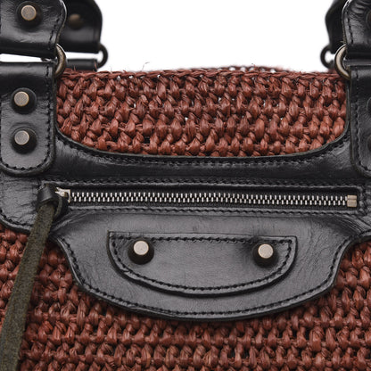 Balenciaga Raffia Woven Large Tote Brown Black 10 of 10
