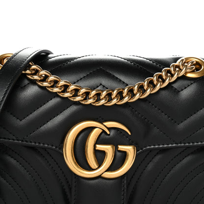 Gucci Calfskin Matelasse Mini GG Marmont Shoulder Bag Black 8 of 13
