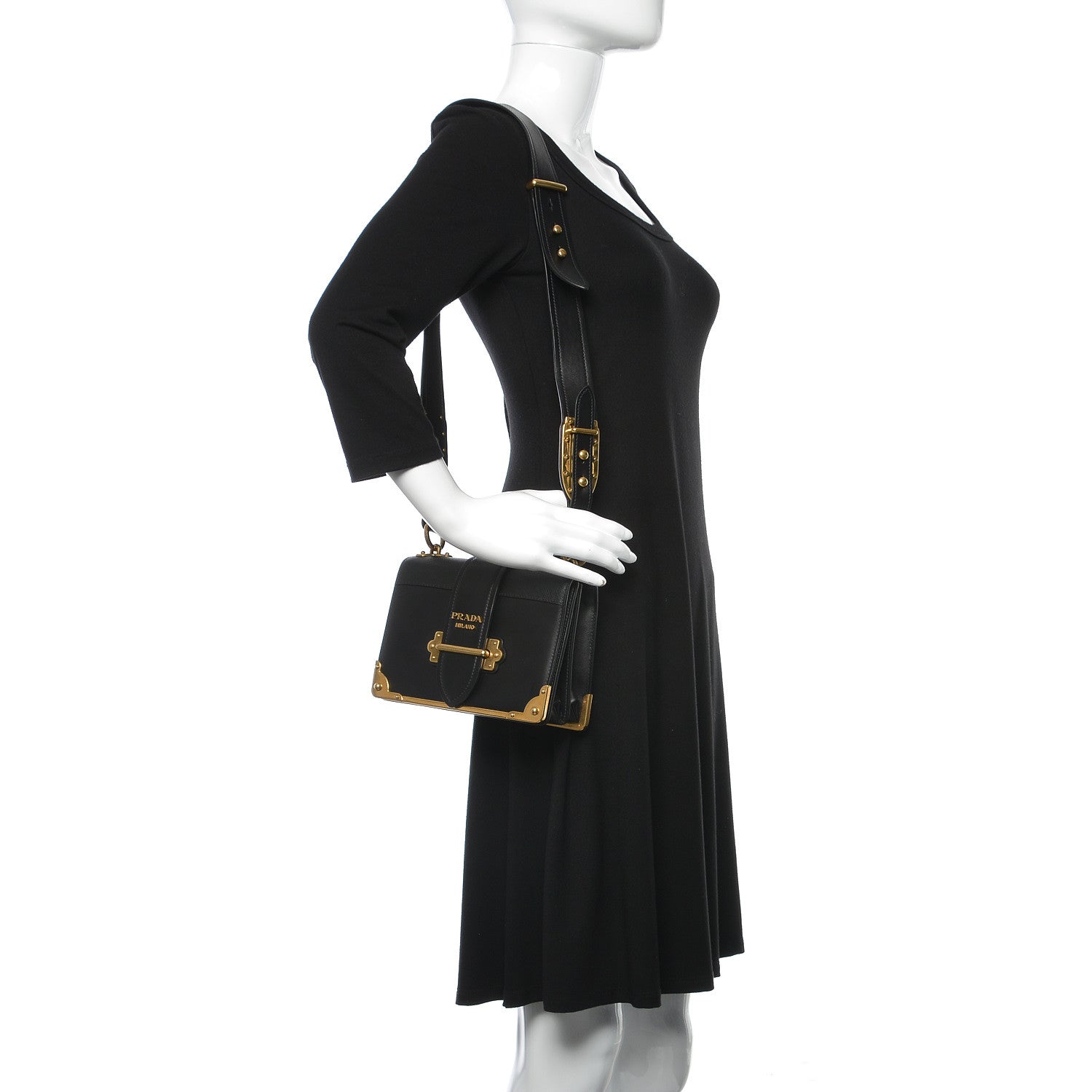 Prada City Calf Saffiano Cahier Bag Black 2 of 8