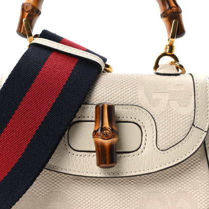 Gucci Monogram Jumbo GG Textured Dollar Calfskin Web Small Bamboo 1947 Top Handle Bag Off White 8 of 10