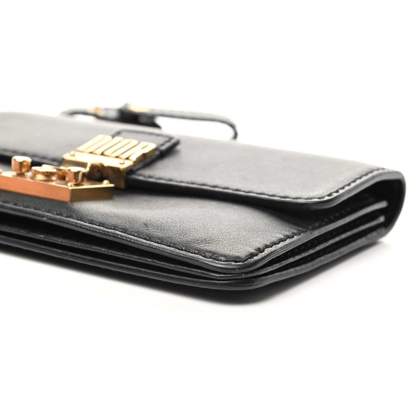 Calfskin Dioraddict Wristlet Clutch Black