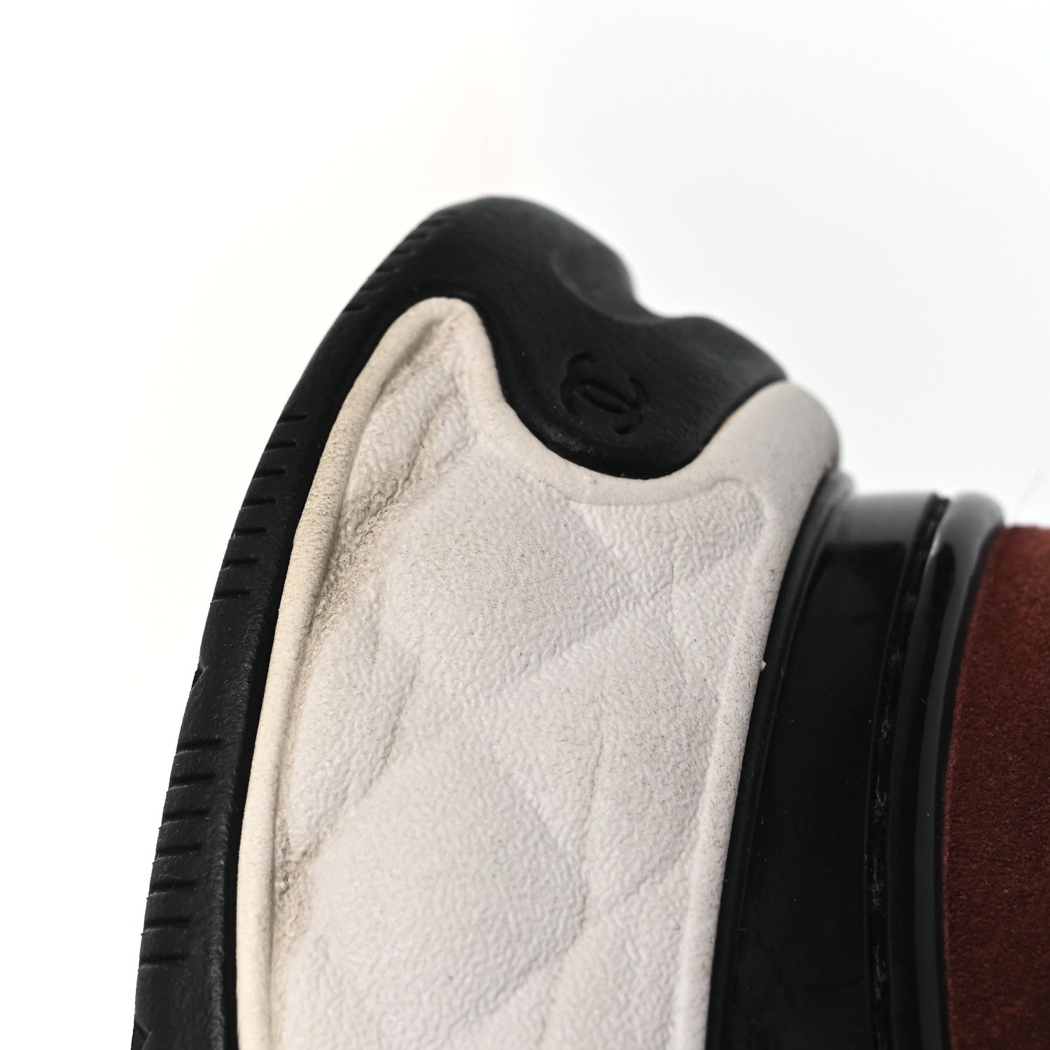 Chanel Nylon Suede Calfskin CC Sneakers 38 Burgundy Brown 1848285