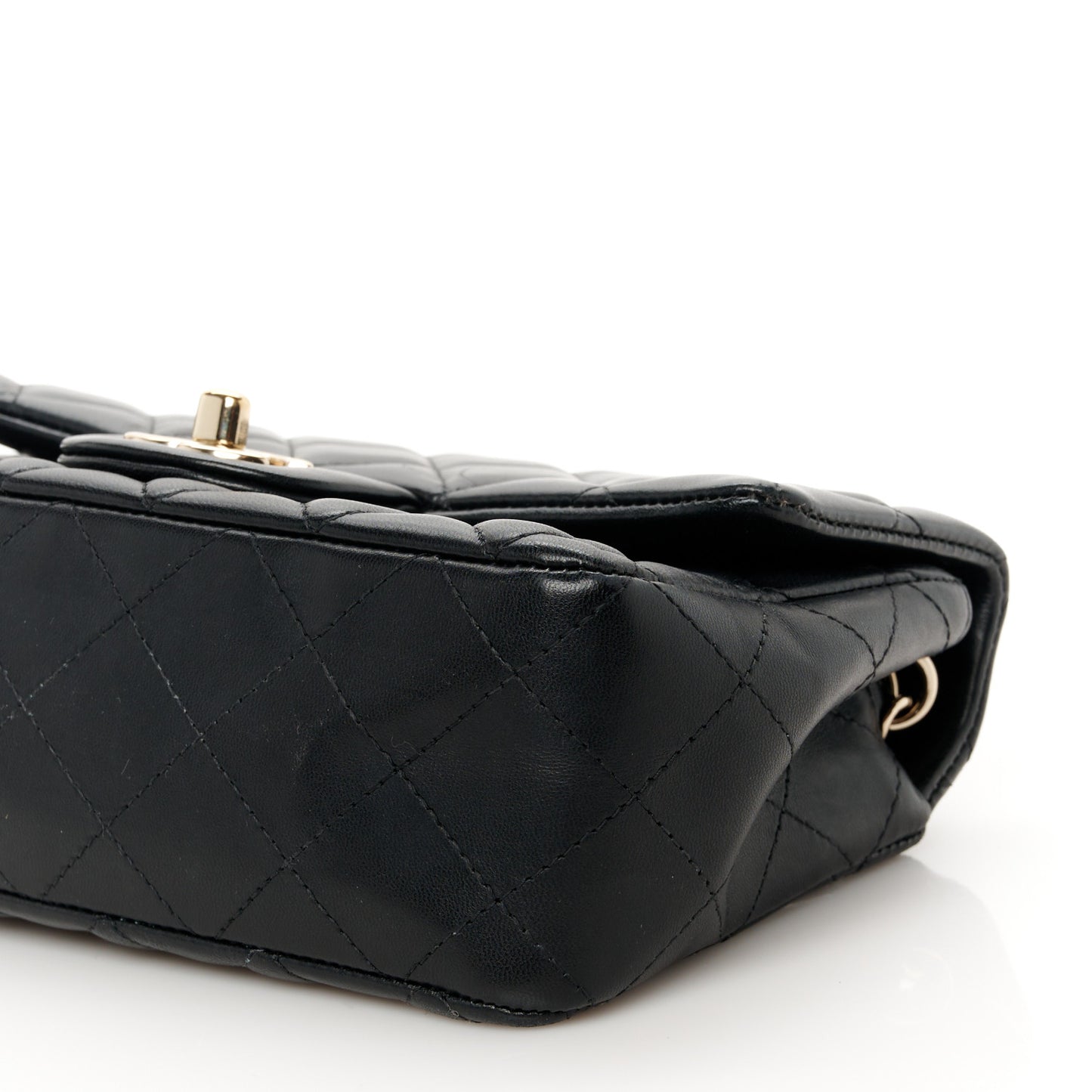 Lambskin Quilted Mini Rectangular Flap Black