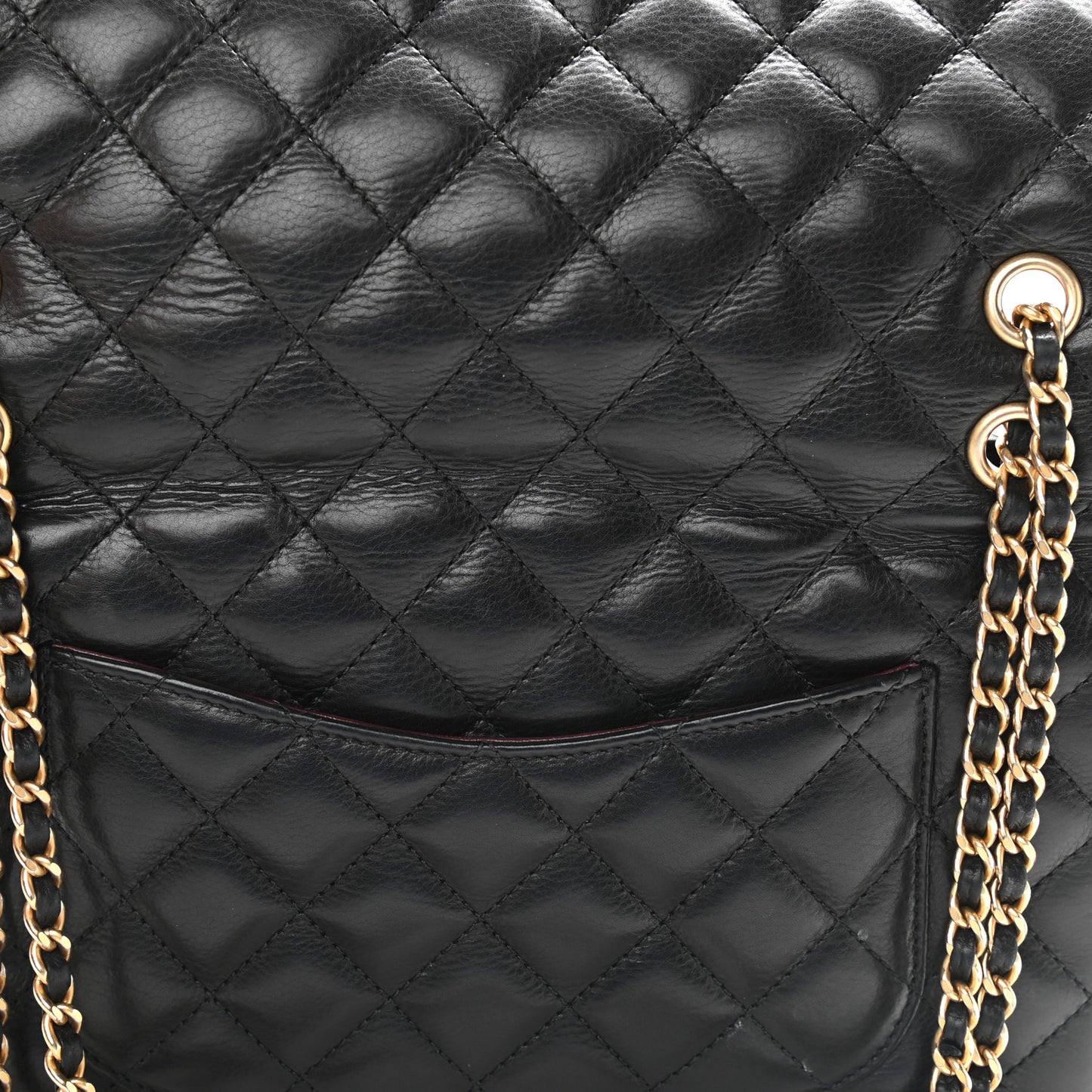 Calfskin Quilted Rock The Corner Flap Black