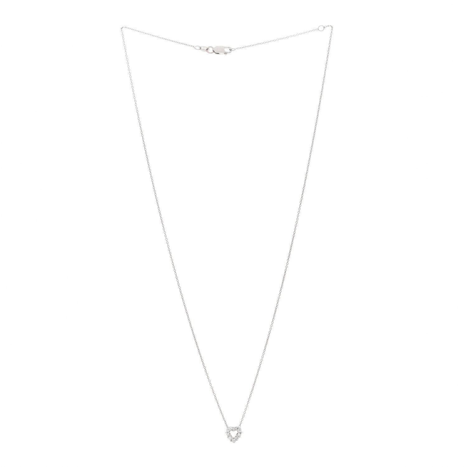 Roberto Coin 18K White Gold Diamond Tiny Treasures Heart Pendant Necklace 3 of 4