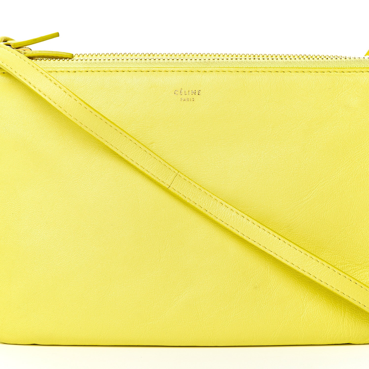 Celine Lambskin Small Trio Crossbody Bag Fluo Yellow 9 of 15