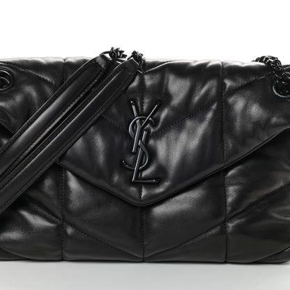 Saint Laurent Lambskin Quilted Small Loulou Puffer Monogram Chain Satchel Black 8 of 10