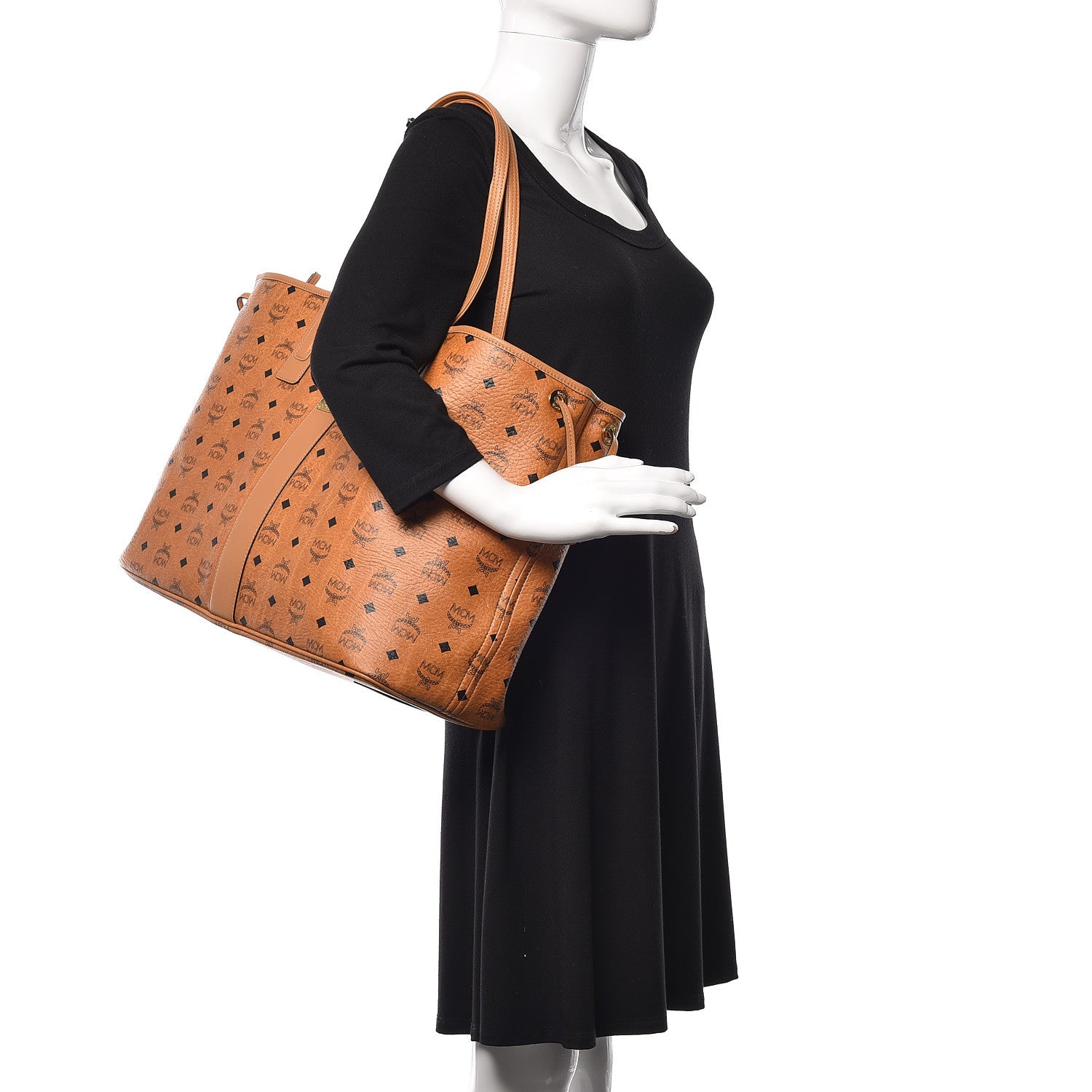 MCM Visetos Large Liz Reversible Shopper Tote Cognac 2 of 17