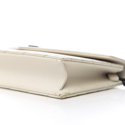 Saint Laurent Grain De Poudre Matelasse Chevron Monogram Envelope Chain Wallet Dove White 8 of 9