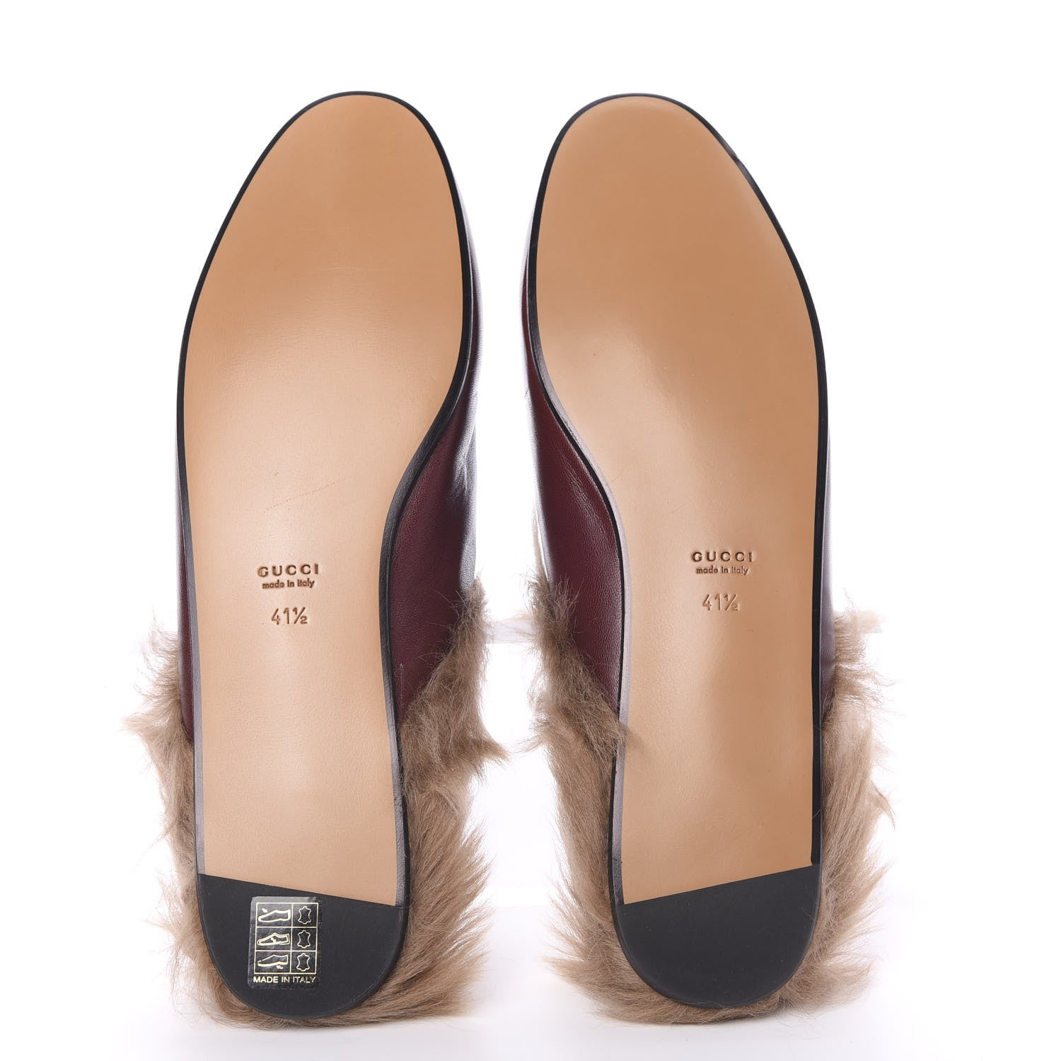 Gucci Malaga Kid Fur Womens Princetown Slippers 41.5 Vintage Bordeaux 5 of 7