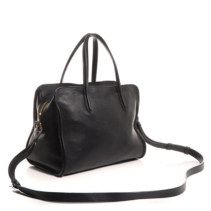Alexander McQueen Pebbled Calfskin Small Skull Padlock Zip Around Tote Black 3 of 9