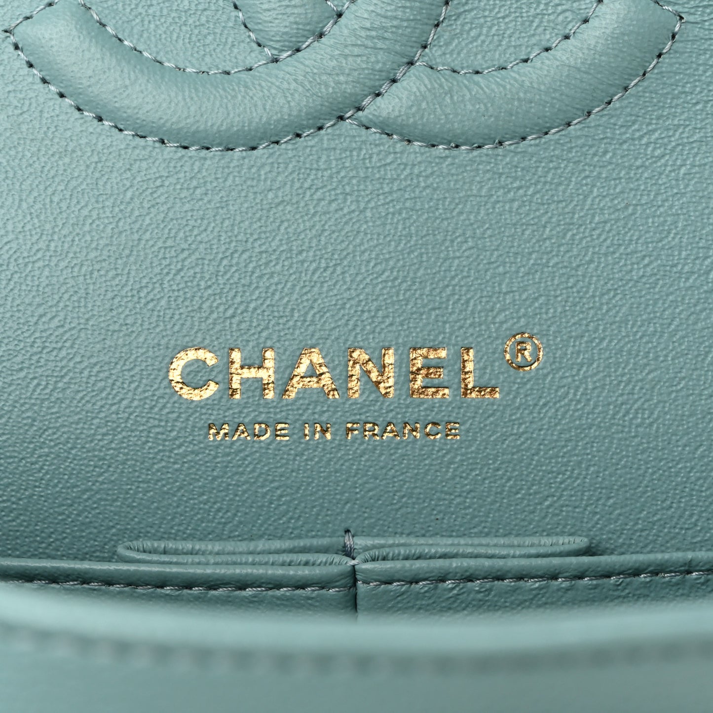 Caviar Quilted Medium Double Flap Light Blue