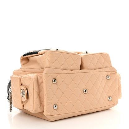 Chanel Calfskin Quilted Large Cambon Multipocket Reporter Beige Black 4 of 11