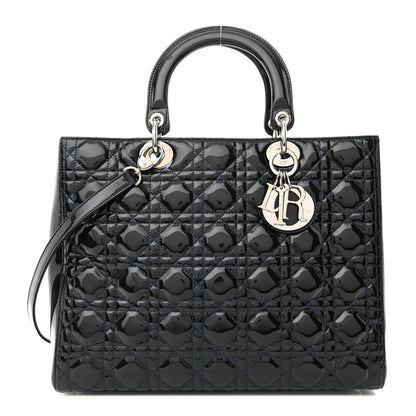 Christian Dior Patent Cannage Large Lady Dior Navy Blue 1 of 12