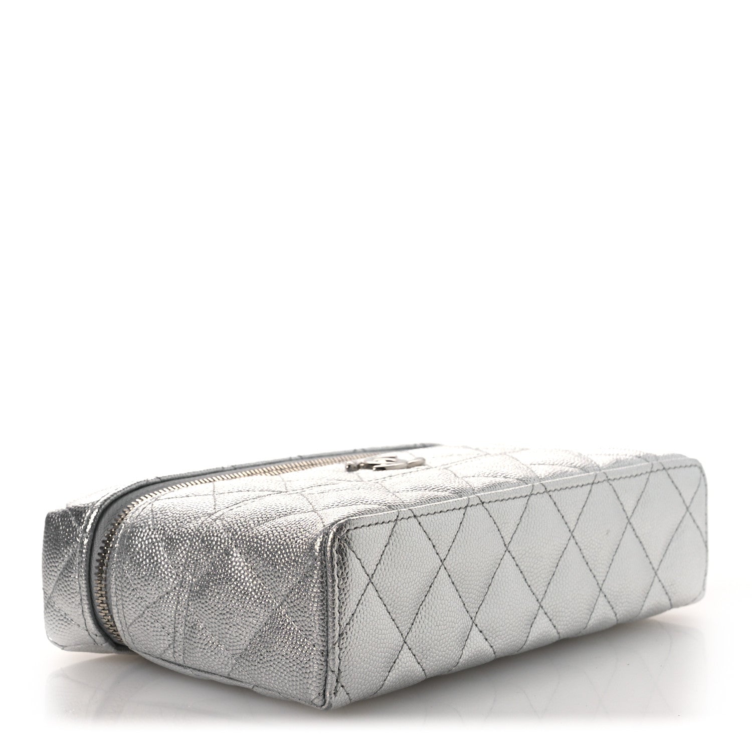 Chanel Metallic Caviar Quilted Trendy Handle Slim Vanity Silver 3 of 10