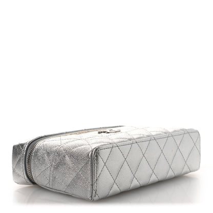 Chanel Metallic Caviar Quilted Trendy Handle Slim Vanity Silver 3 of 10
