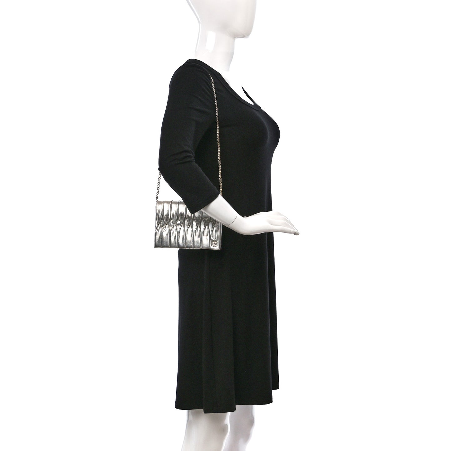 Metallic Lambskin Sac Pochette Argent