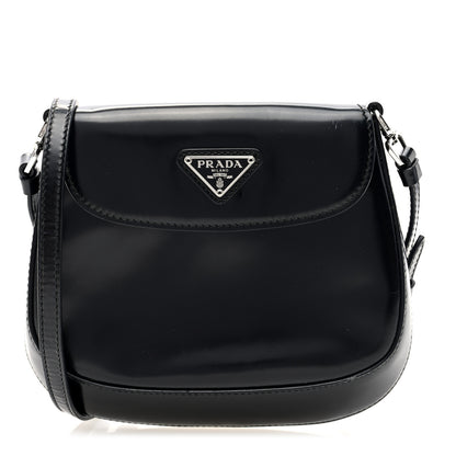Prada Spazzolato Mini Cleo Flap Adjustable Strap Shoulder Bag Black 1 of 9
