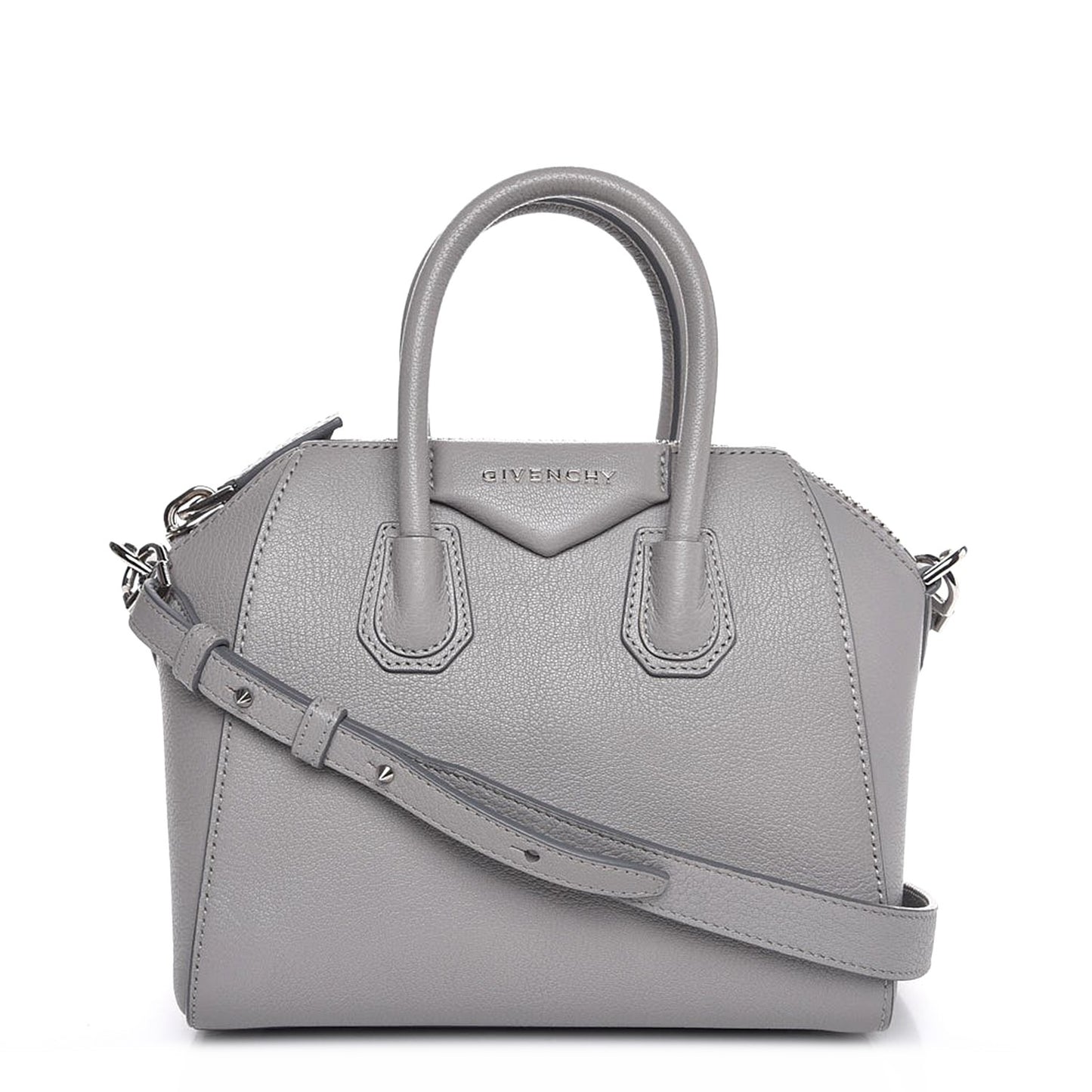 Sugar Goatskin Mini Antigona Pearl Grey