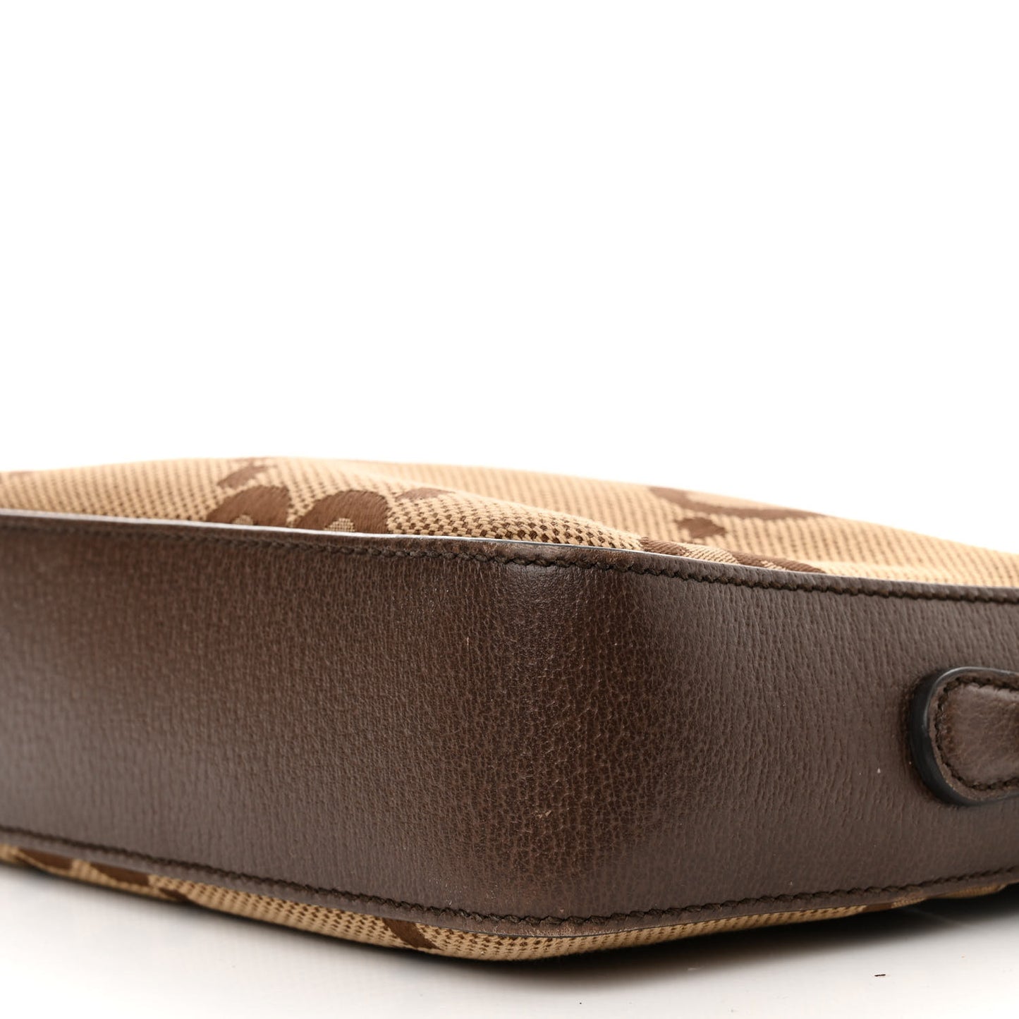 Monogram Jumbo GG Textured Dollar Calfskin Web Messenger Shoulder Bag Camel Ebony New Acero