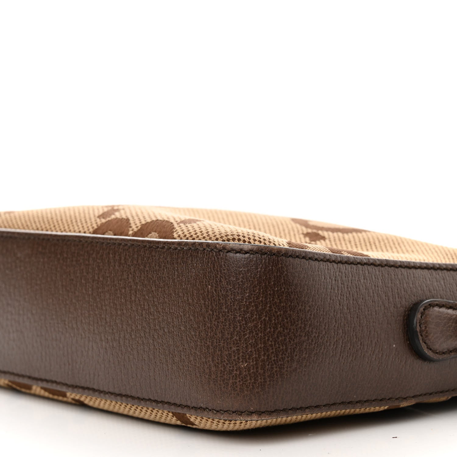 Gucci Monogram Jumbo GG Textured Dollar Calfskin Web Messenger Shoulder Bag Camel Ebony New Acero 10 of 10