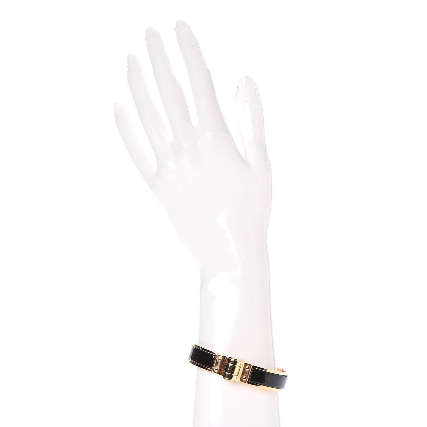 Hermes Enamel Charniere Uni Narrow Hinged Bracelet S Black 2 of 6