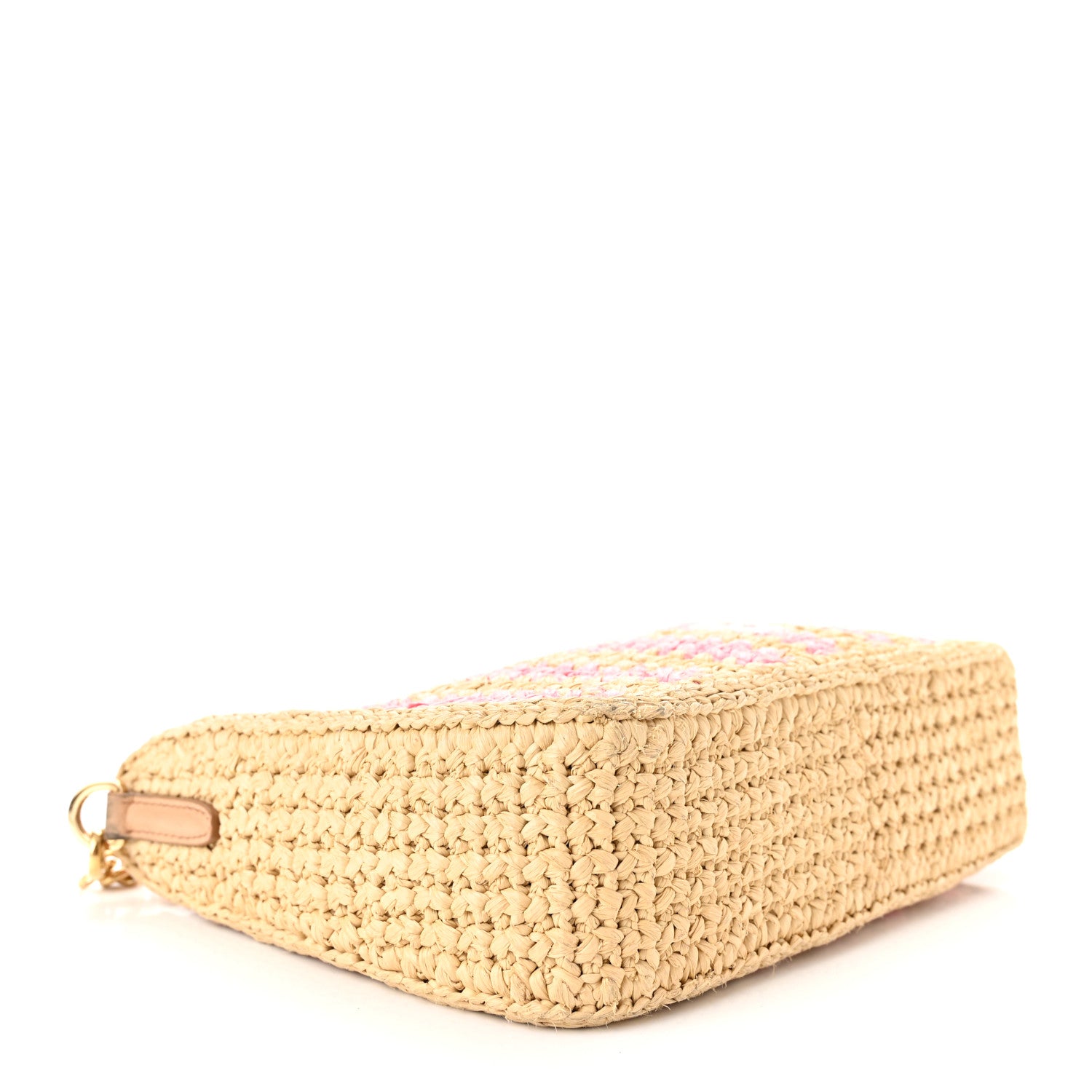 Prada Yarn Raffia Effect Crochet Striped Re-Edition 2005 Shoulder Bag Naturale Petalo 4 of 12