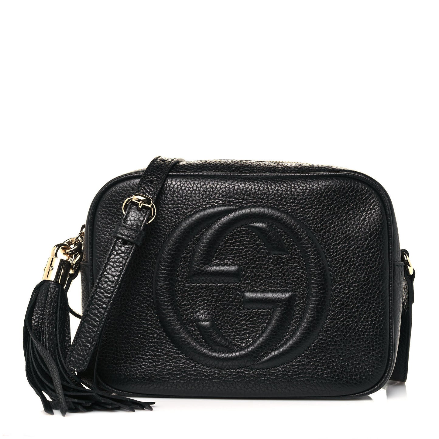 Pebbled Calfskin Small Soho Disco Bag Black