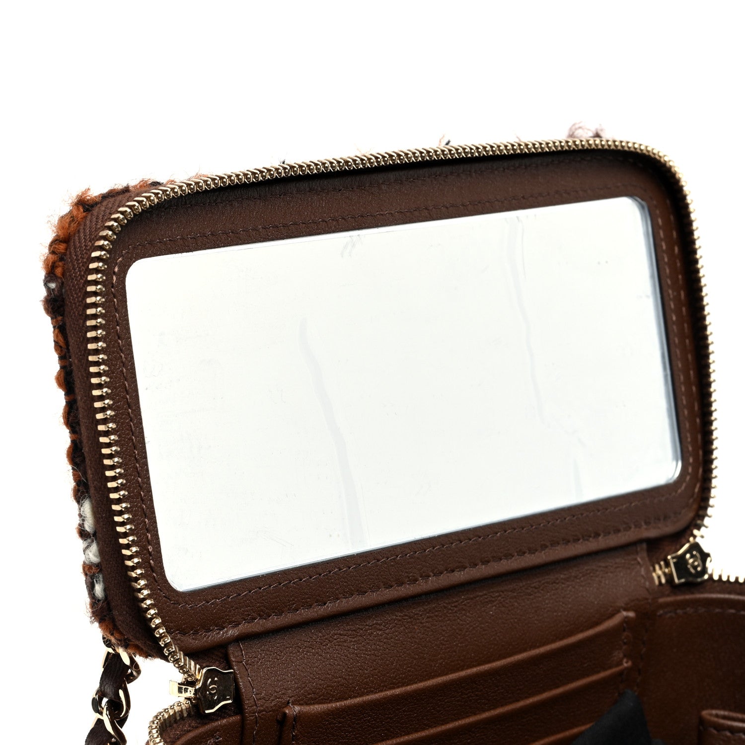 Chanel Tweed Small Top Handle Vanity Case With Chain Brown Multicolor 8 of 11