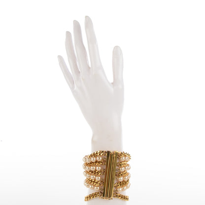 Chanel Pearl Chain Bracelet Gold 2 of 7