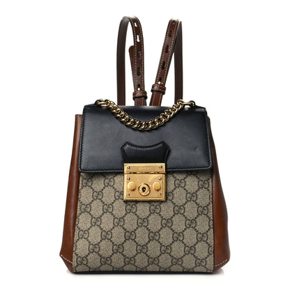 Gucci GG Supreme Monogram Calfskin Padlock Backpack Beige Cuir Black 1 of 12