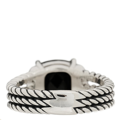 David Yurman Sterling Silver Diamond Black Onyx 10mm Petite Wheaton Ring 49 5 4 of 5