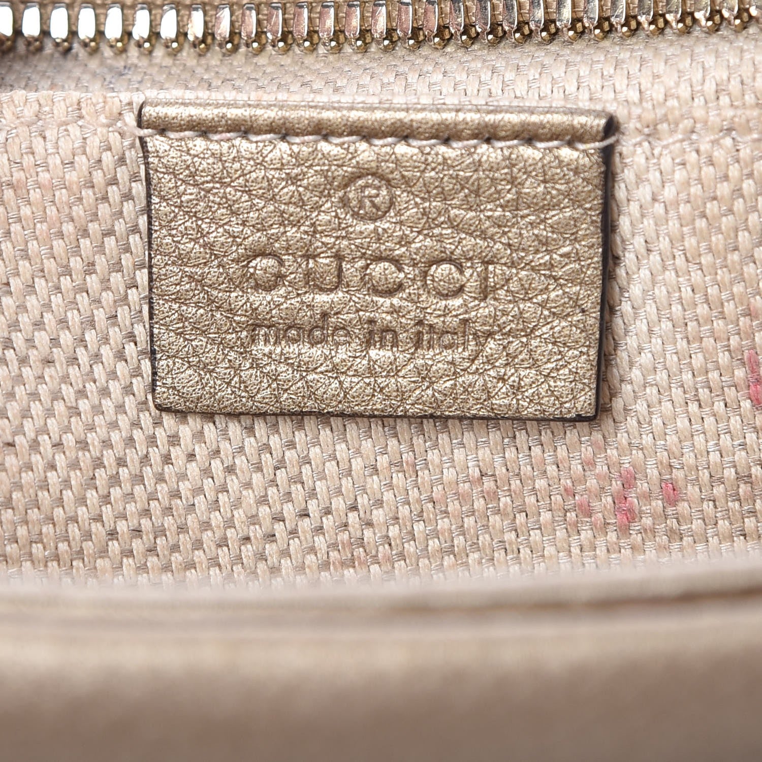 Gucci Metallic Pebbled Calfskin Small Soho Disco Bag Golden Beige 6 of 15