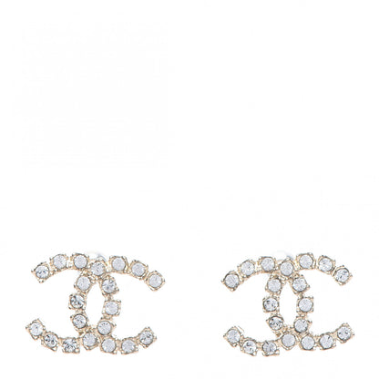 Chanel Crystal Coco's Pearls CC Earrings Light Gold 1 of 5