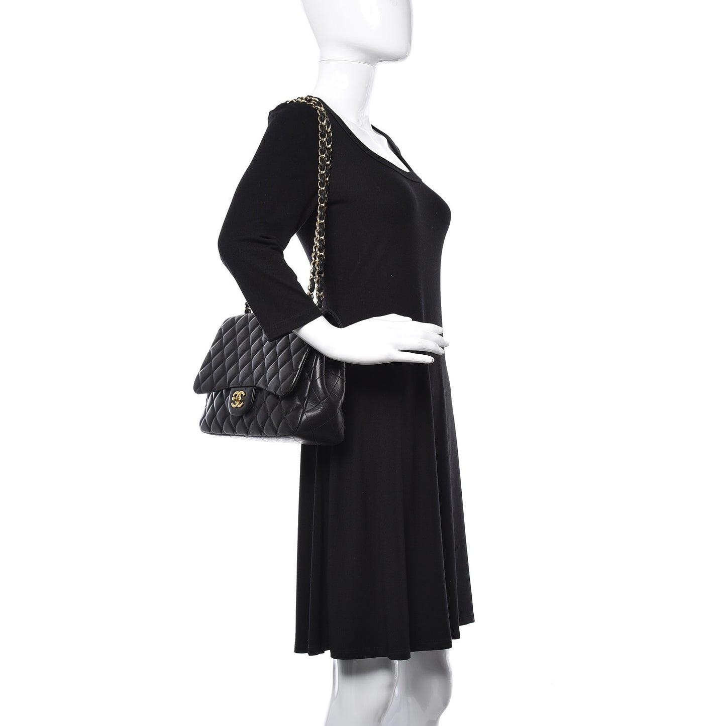 Lambskin Quilted Jumbo Single Flap Black