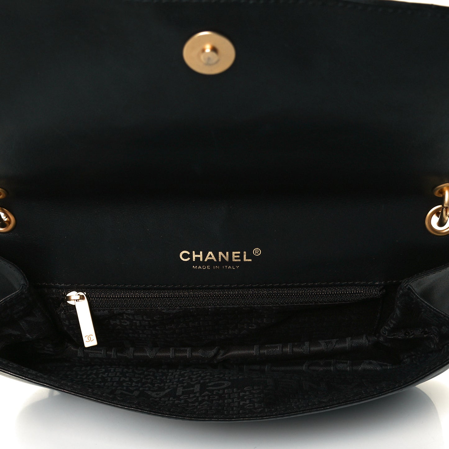 Calfskin Vertical Quilted Single Flap Black