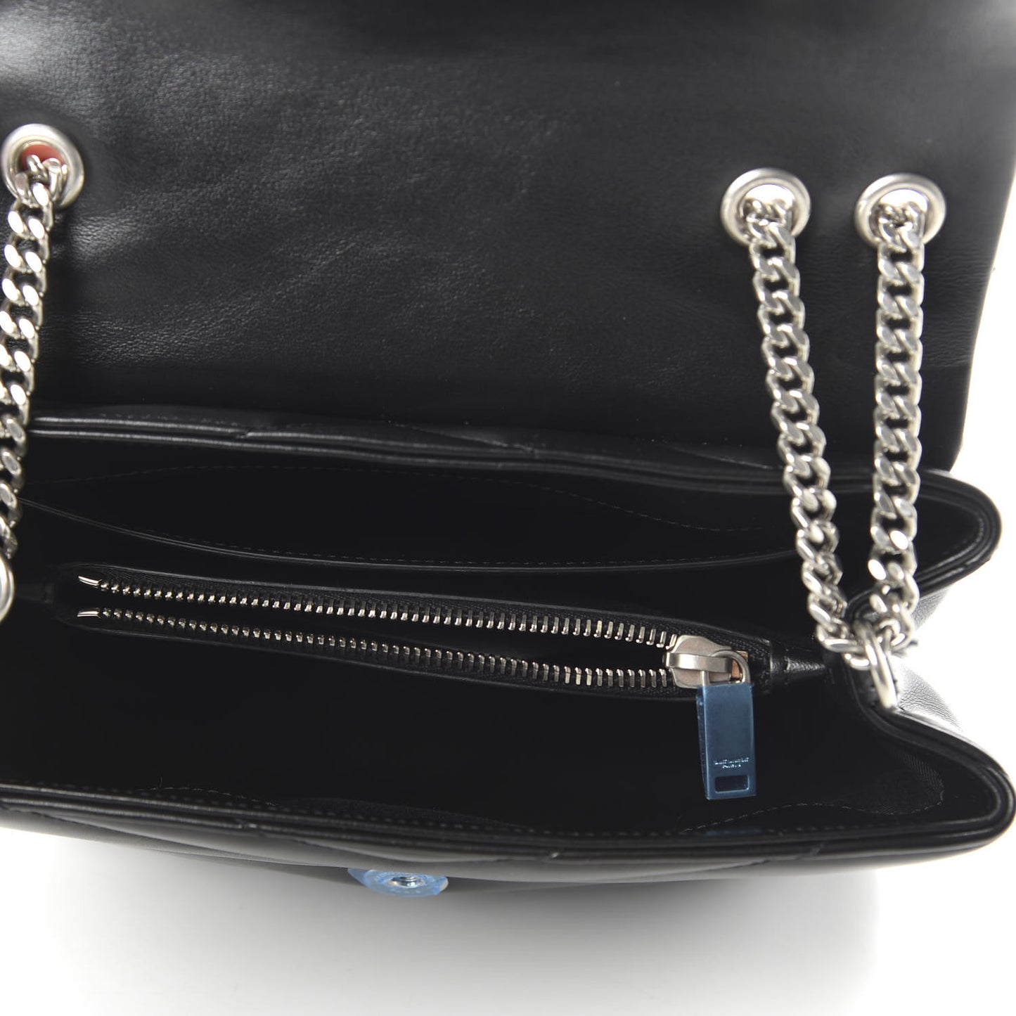 Calfskin Y Quilted Monogram Small Loulou Chain Satchel Black