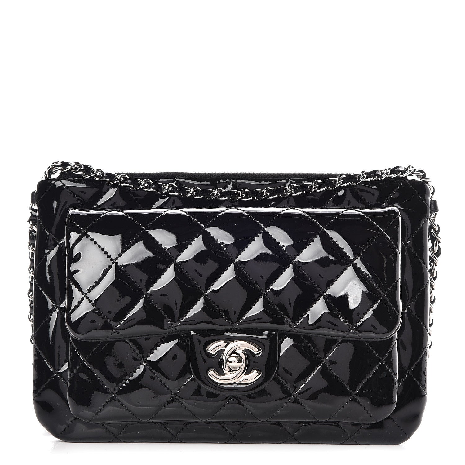 Chanel Patent Calfskin Quilted Daily Zip Crossbody Bag Black 1 of 10