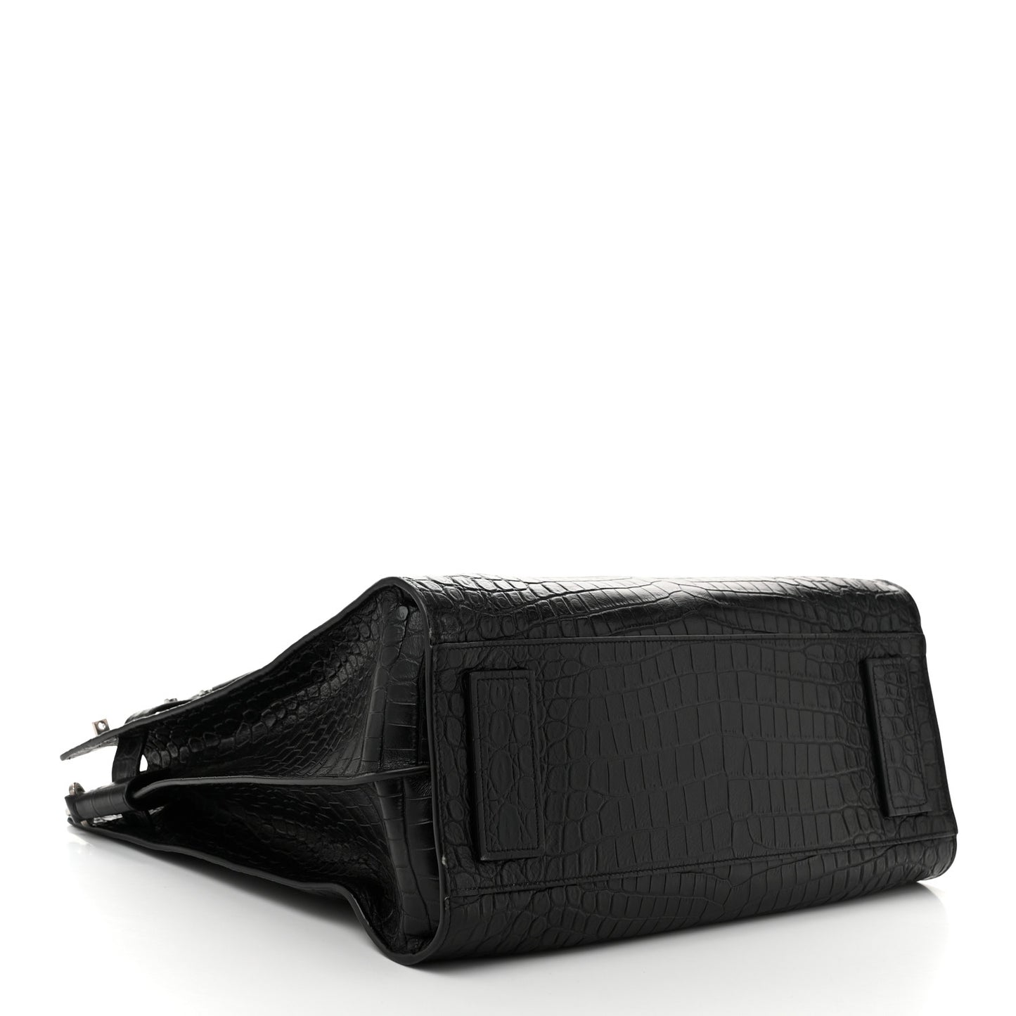 Calfskin Crocodile Embossed Souple North South Tote Black