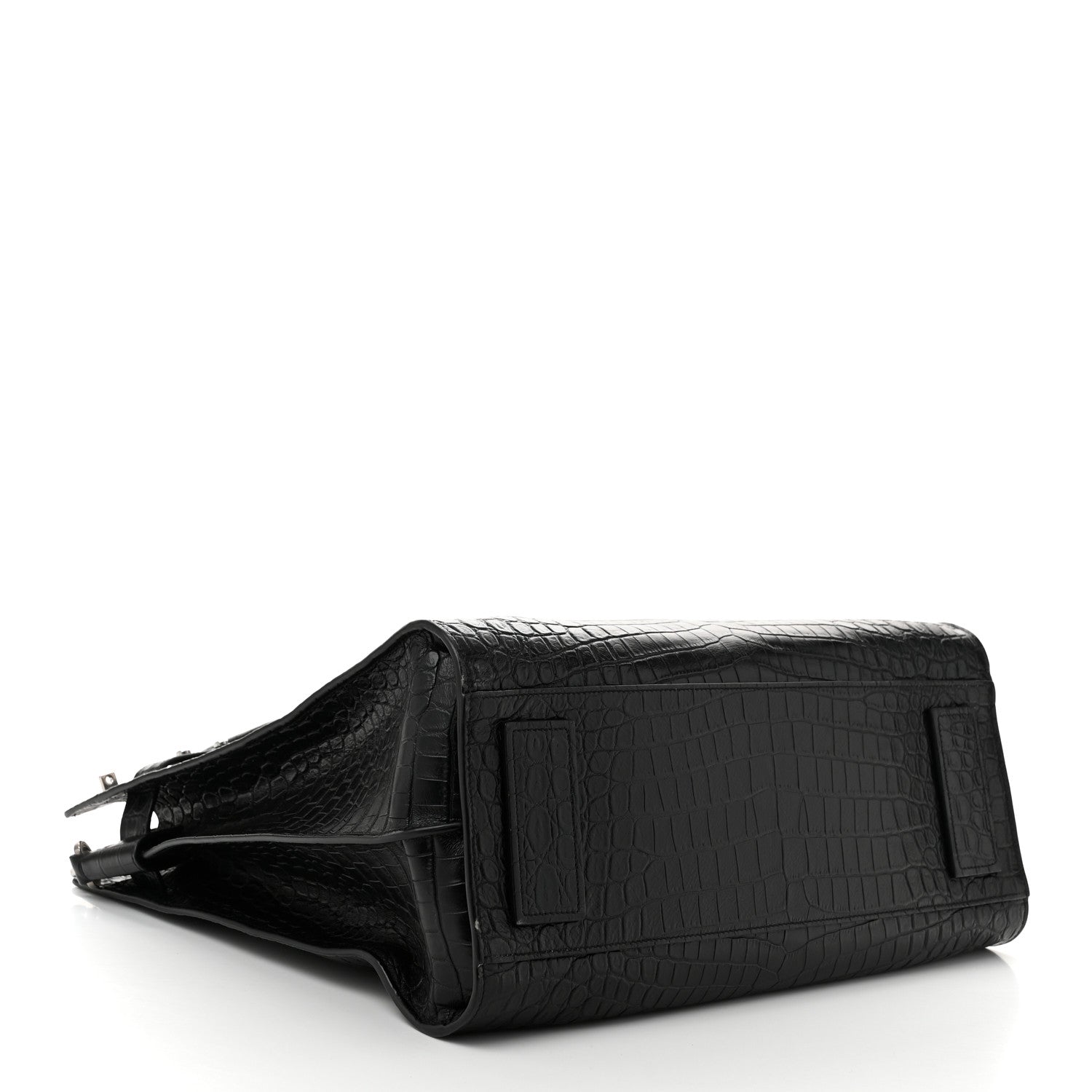 Saint Laurent Calfskin Crocodile Embossed Souple North South Tote Black 4 of 10