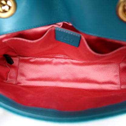 Gucci Velvet Matelasse Mini GG Marmont Shoulder Bag Pavone Cyan 5 of 11